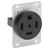 9460 Black Single Flush Mount Receptacle, 3-Pole 4-Wire, 60A 125/250V, INDUSTRIAL RECEPTACLES, Leviton - Maple Electric Supply 