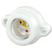 9878 White Porcelain Lamp Holder, Medium Base, 660W 600V Keyless Fixture, RESIDENTIAL, Leviton - Maple Electric Supply 