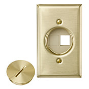 Brass Duplex Floor Box Jack Housing with 1 Blank Filler