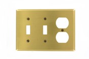 Brass Wallplate 81021 - 3 Gang, 2 Toggle, 1 Double, Satin Finish, Standard Size