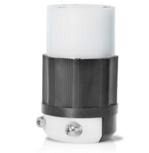 Industrial Grade 30 Amp 277 Volt Locking Connector, NEMA L7-30R, 2P, 3W, Black & White - Durable and Reliable with Lifetime Warranty