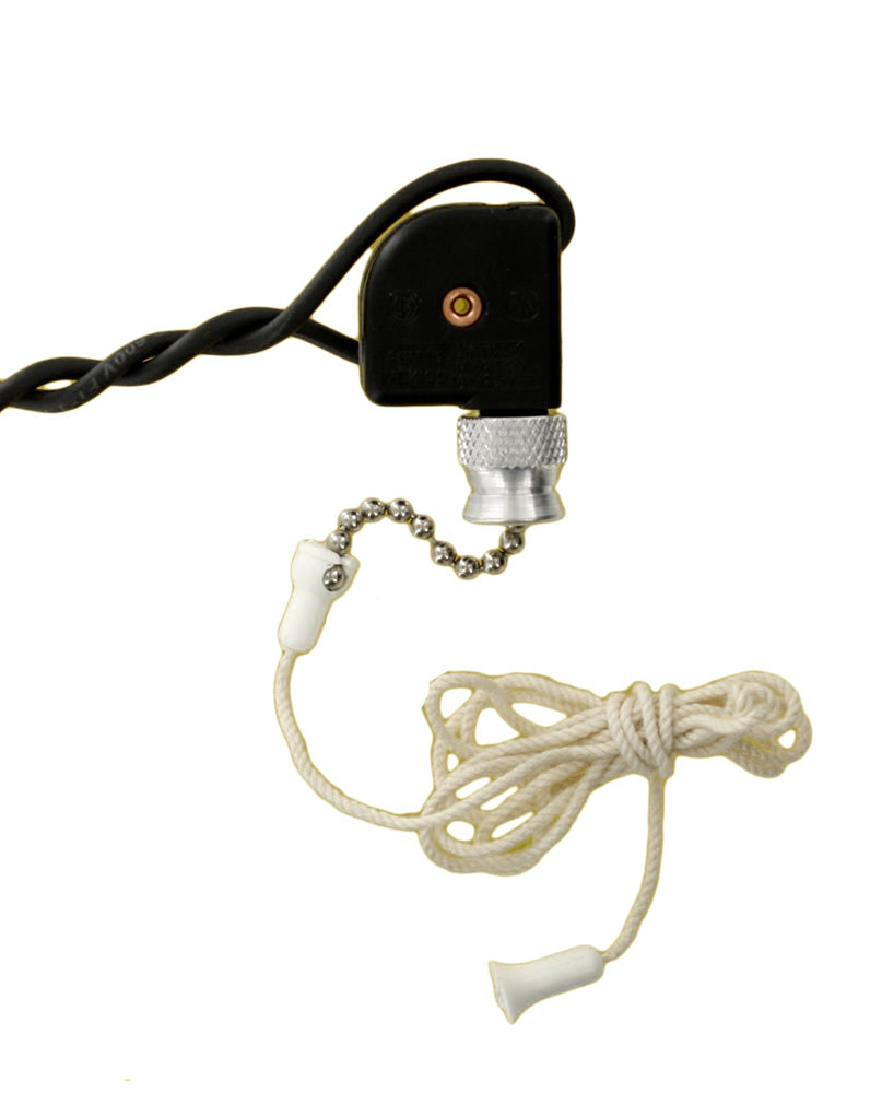 Nickel Pullchain Switch - On/Off, 18ga 6" Leads, 3/8-27 Bushing