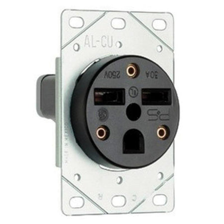 Pass & Seymour 30A 250V Flush Mount Outlet - Straight Blade 2-Pole 3-Wire Receptacle
