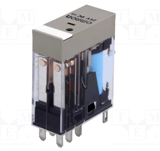 Omron Relay, plug-in, 8-pin, DPDT, 5A, mech & LED indicators, 24 VDC - Maple Electric Supply 