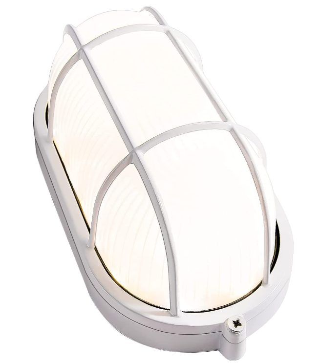 Waterproof Grid Oval Bulkhead White Light Fixture - Maple Electric Supply 