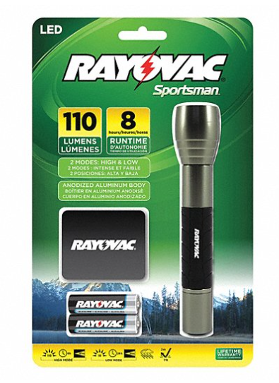 Rayovac Sportsman 2AA LED Flashlight w/Batteries 110 Lumens