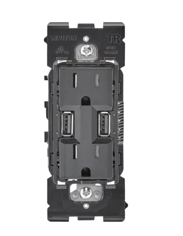 Leviton Renu Base Unit Combination Duplex Receptacle/USB Charger, 15Amp, 125V - Maple Electric Supply 