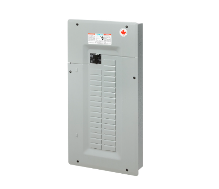 SEQ32100SM Loadcentre, Main Breaker, 32 Circuits, 100A, 1PH 3W, 120/240V, Type 1, SM, Aluminum, Grey - Maple Electric Supply 