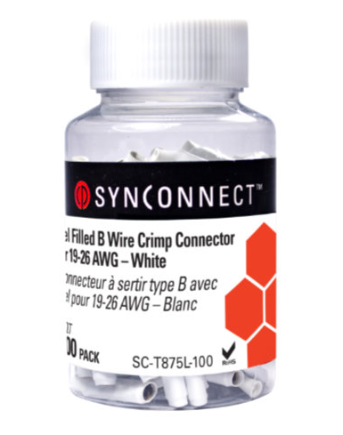 SynConnect B Wire Connector for 19-26 AWG White - 100pc Jar - Maple Electric Supply 