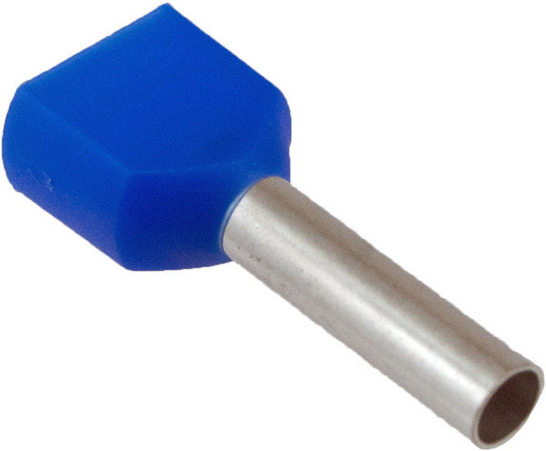#14 Twin Insulated Ferrule, 13mm, Blue (250/Pack), Terminals - Crimp, Techspan - Maple Electric Supply 