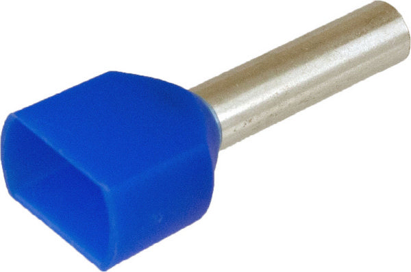 #14 Twin Insulated Ferrule, 13mm, Blue (250/Pack), Terminals - Crimp, Techspan - Maple Electric Supply 