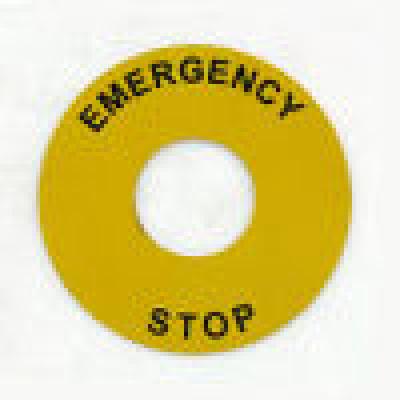 Push buttons rnd legd plate, 60mm dia, al, emgc stop