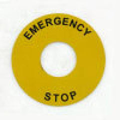 Push buttons rnd legd plate, 60mm dia, al, emgc stop
