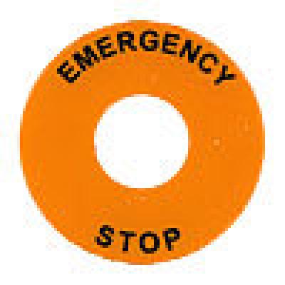Push buttons rnd legd plte, 60mm dia, plstc, emgc stp