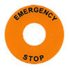 Push buttons rnd legd plte, 60mm dia, plstc, emgc stp