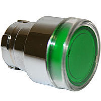 FLUSH HEAD, SPRING RETURN, ILLUMINATING ACTUATOR, GREEN, Push Buttons, Techspan - Maple Electric Supply 