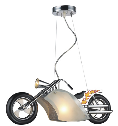 Motorcycle Frosted Glass Shade & Chrome Hardware Light Fixture - Maple Electric Supply 